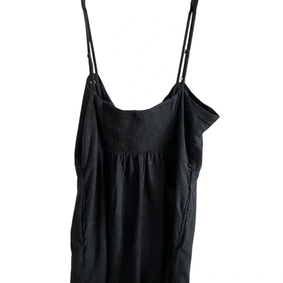 Urban Outfitters Linen Blend Black Fitted Buttoned Romper Shorts Strappy Large - Picture 4 of 11